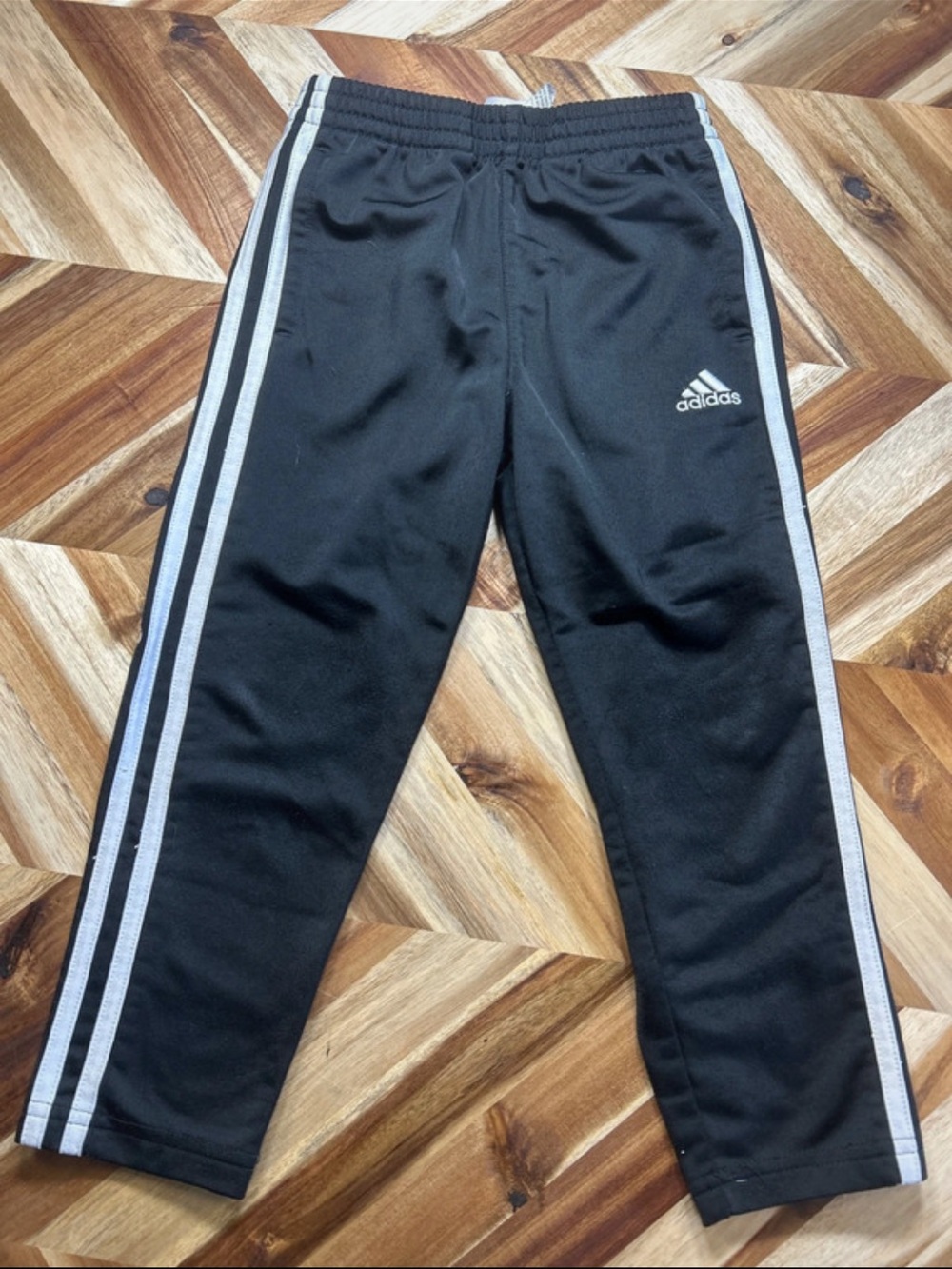 adidas Black Kids Joggers with White Side Stripes
